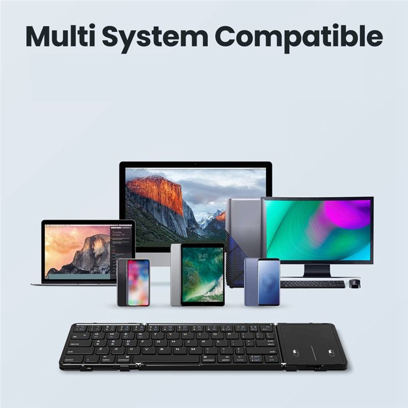 Laptop Accessories To Buy - สามารถซื้อคีย์บอร์ดไร้สายแบบพับได้พร้อมทัชแพด คีย์บอร์ดบลูทูธแบบพับได้แบบชาร์จไฟได้สำหรับพีซี แท็บเล็ต แล็ปท็อป