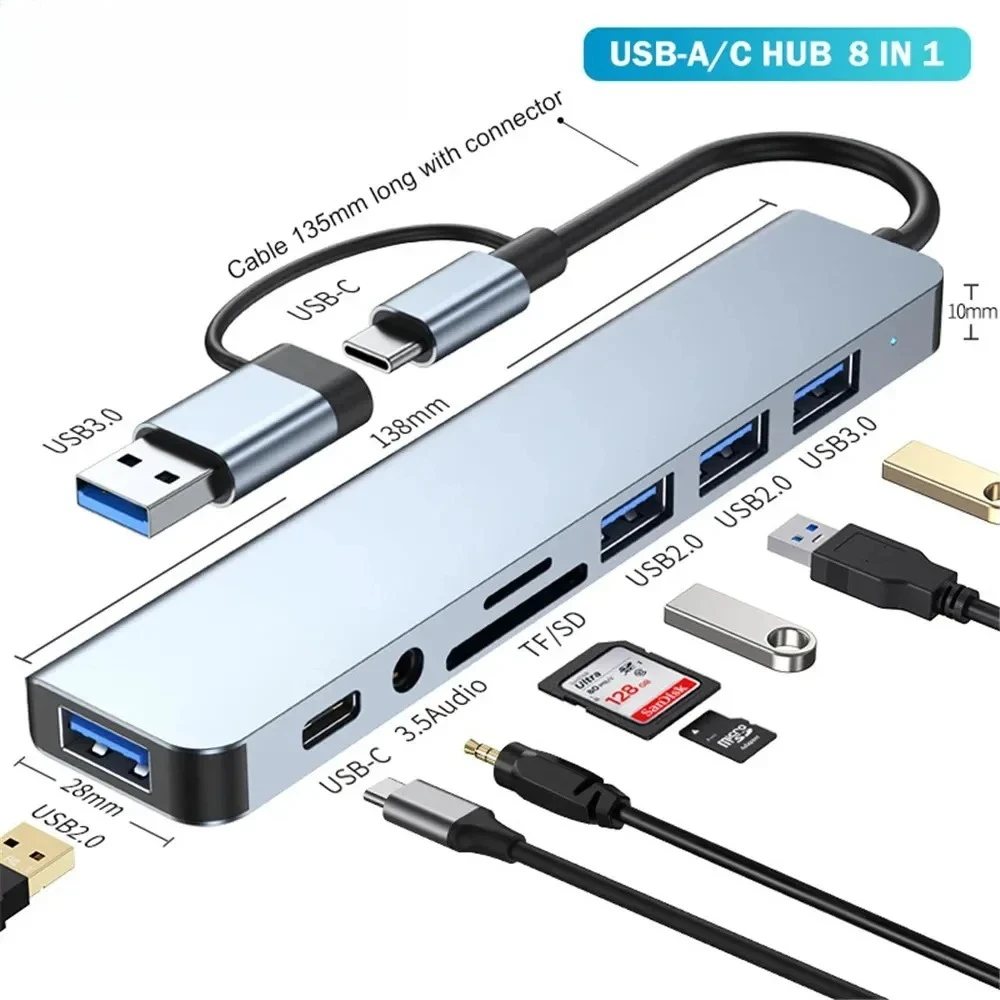 8 In 1 USB C Hub Expander Mult - Laptop Accessories Must Have บทวิจารณ์และราคา
